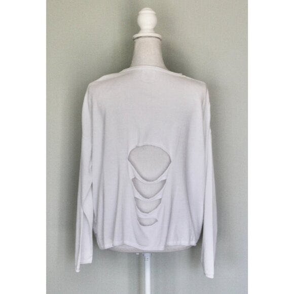 PLANET By LAUREN G White Ripped Cut Out Oversized Sweater, One Size XS S M L - Picture 7 of 11